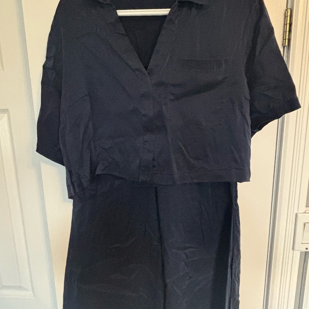 Navy Blue Washable Silk Pajamas